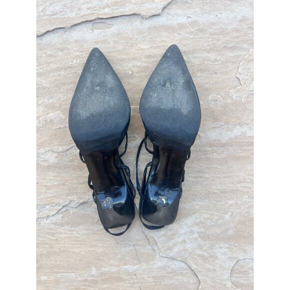 Vintage Authentic Gucci Women's Size 9 B High Heels Black Pointed Toe Satin LH - Picture 3 of 6